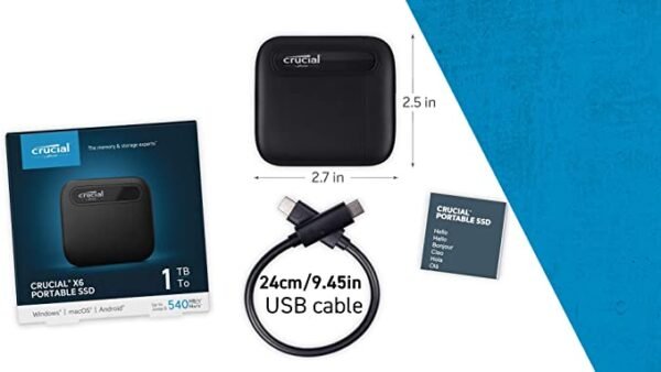 1TB Crucial External Portable SSD X6 - Image 2