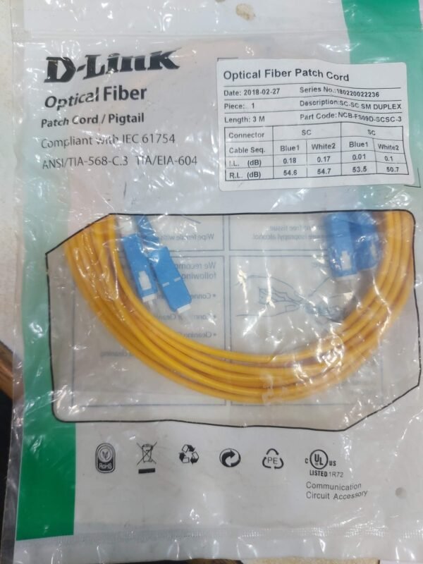 D-Link SC SC Duplex Single Mode Patch Cord 1M | Extra Sale