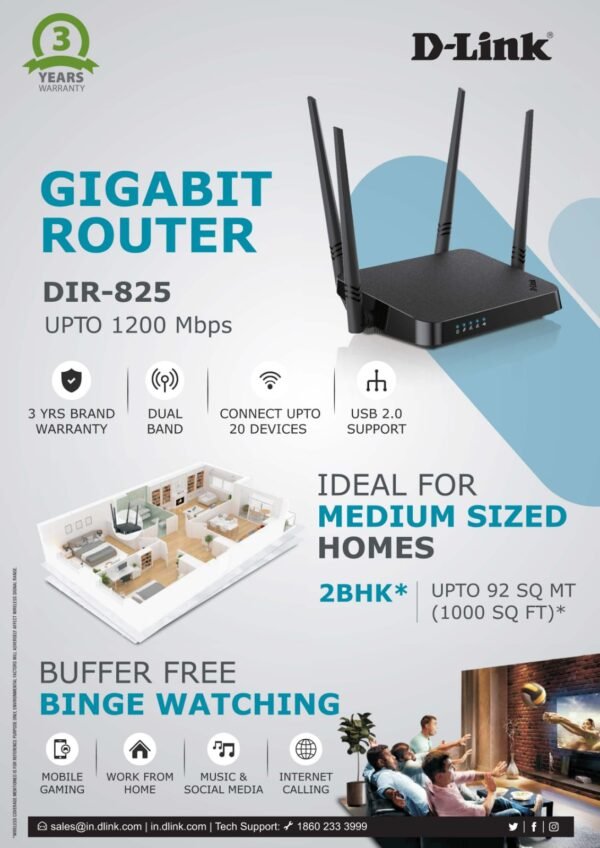 D-Link AC1200 Wi-Fi Gigabit Router DIR-825 | 3Y Warranty - Image 5